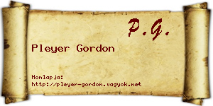 Pleyer Gordon névjegykártya